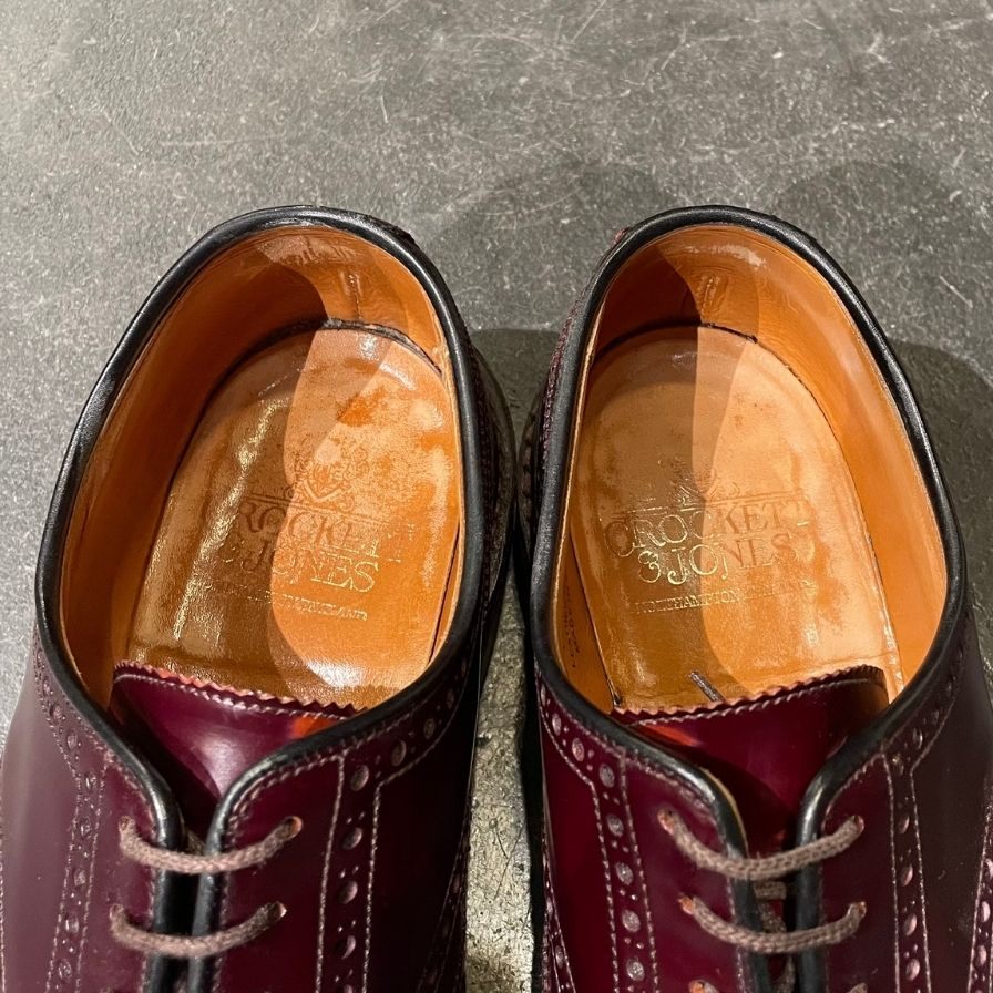 【CROCKETT&JONES】クロケット&ジョーンズ ペンブローク フルブローグ ガラスレザー バーガンディ サイズ UK6E