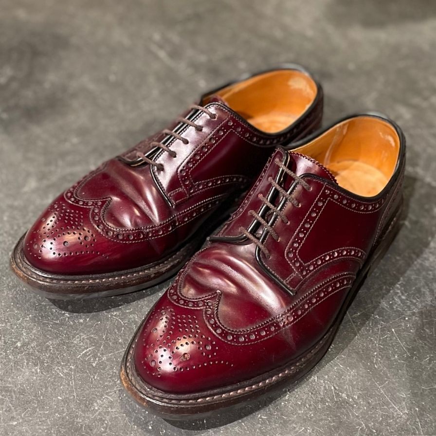 【CROCKETT&JONES】クロケット&ジョーンズ ペンブローク フルブローグ ガラスレザー バーガンディ サイズ UK6E