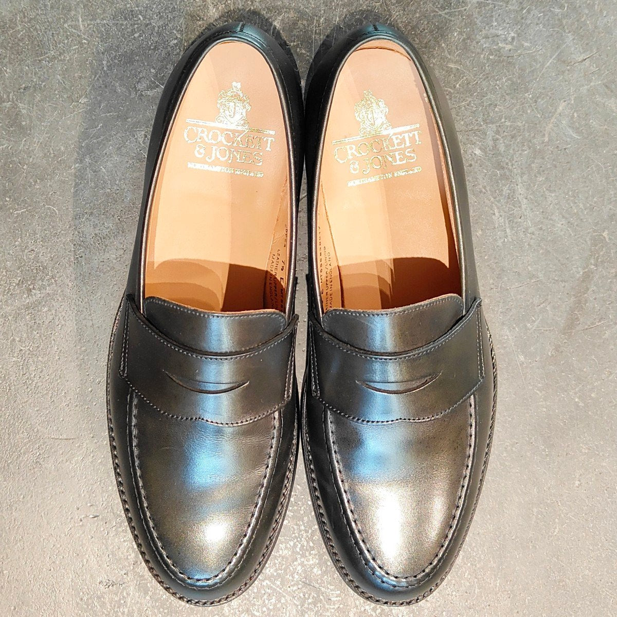 試着程度 【Crockett&Jones】クロケット&ジョーンズ ボストン2 ローファー ウォータープルーフカーフ ダークグリーン サイズUK7.5 376ラスト