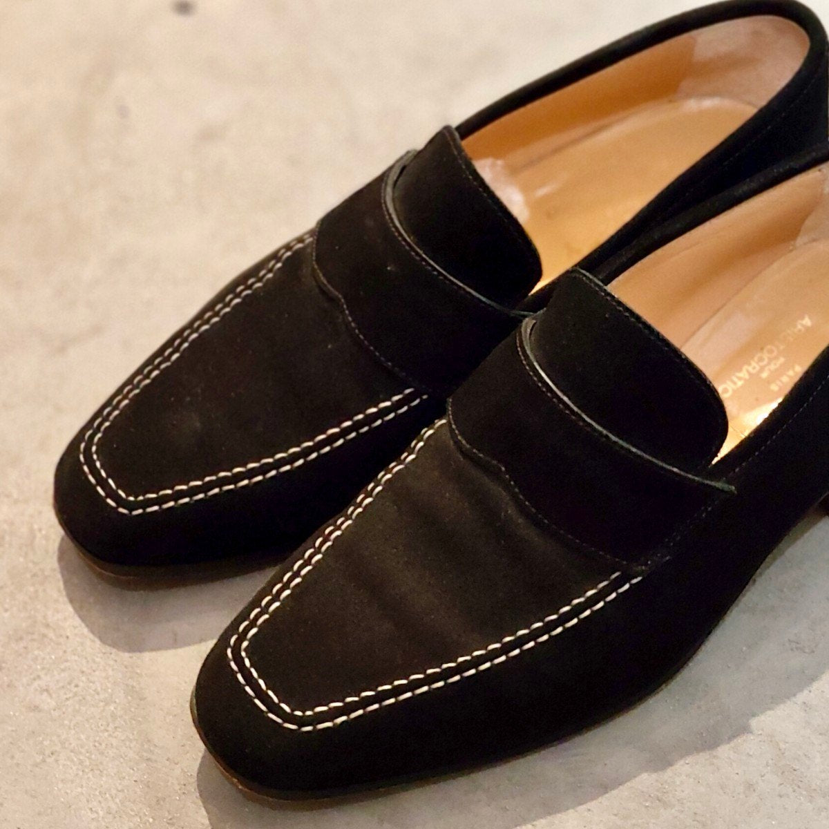 美品【AUBERCY】オーベルシー ローファー スエード ブラック サイズUK6.5