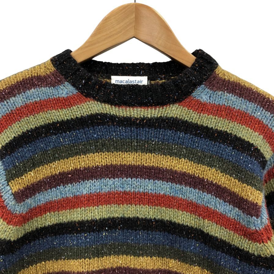 【Macalastair BEAMS F】マカラスター ビームスF別注 マルチボーダーニット ウール×シルク サイズ36