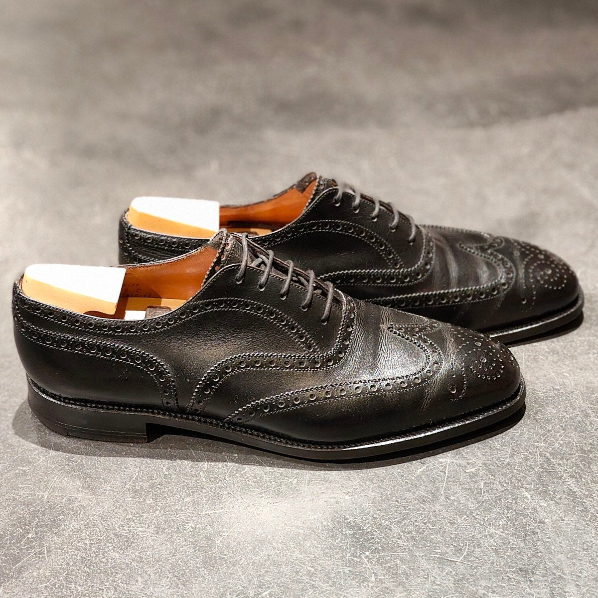 希少 美品【J.M.WESTON】ジェイエムウエストン 376 旧旧ロゴ ウイングチップ カーフ ブラック サイズ UK8C 11ラスト