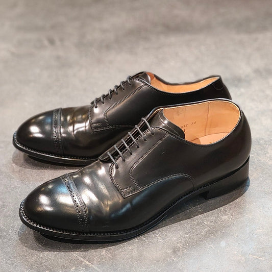 試着程度 【ALDEN】オールデン 56251 パンチドキャップトゥ コードバン ブラック サイズ US10.5D モディファイドラスト 参考定価¥211,200-