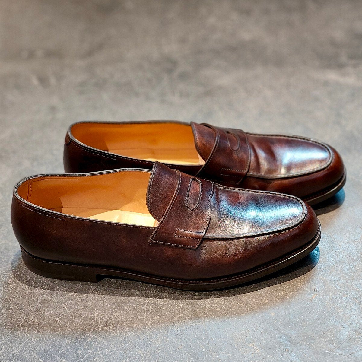 使用数回 【JOHN LOBB】ジョンロブ ロペス ローファー ミュージアムカーフ ダークブラウン サイズ UK9E 4395ラスト 参考定価¥269,500-