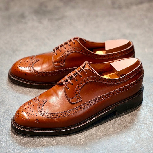 希少 美品 【J.M.WESTON】ジェイエムウエストン 576 ロングウイングチップ 旧旧ロゴ カーフ タンブラウン サイズ UK6.5C 22ラスト