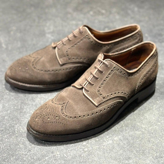 【Crockett & Jones】クロケット&ジョーンズ カーディガン ウイングチップ スエード ブラウン サイズ8E 335ラスト
