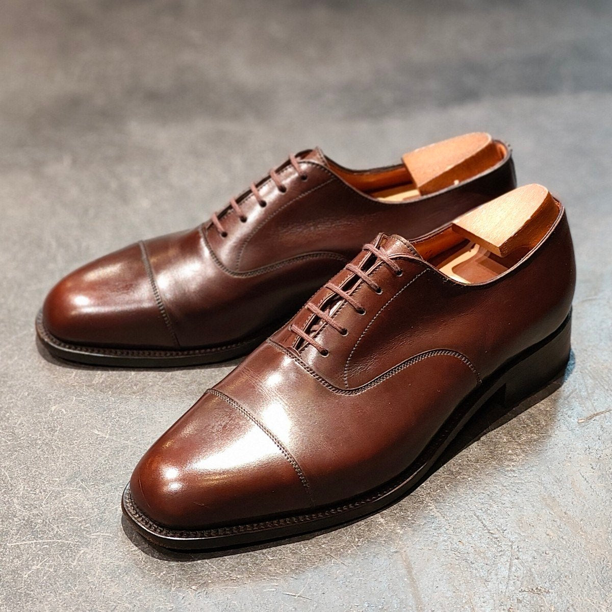 希少 極美品【J.M.WESTON】ジェイエムウエストン 300  旧旧ロゴ ストレートチップ カーフ ブラウン UK6E 11ラスト 参考定価¥165,000-