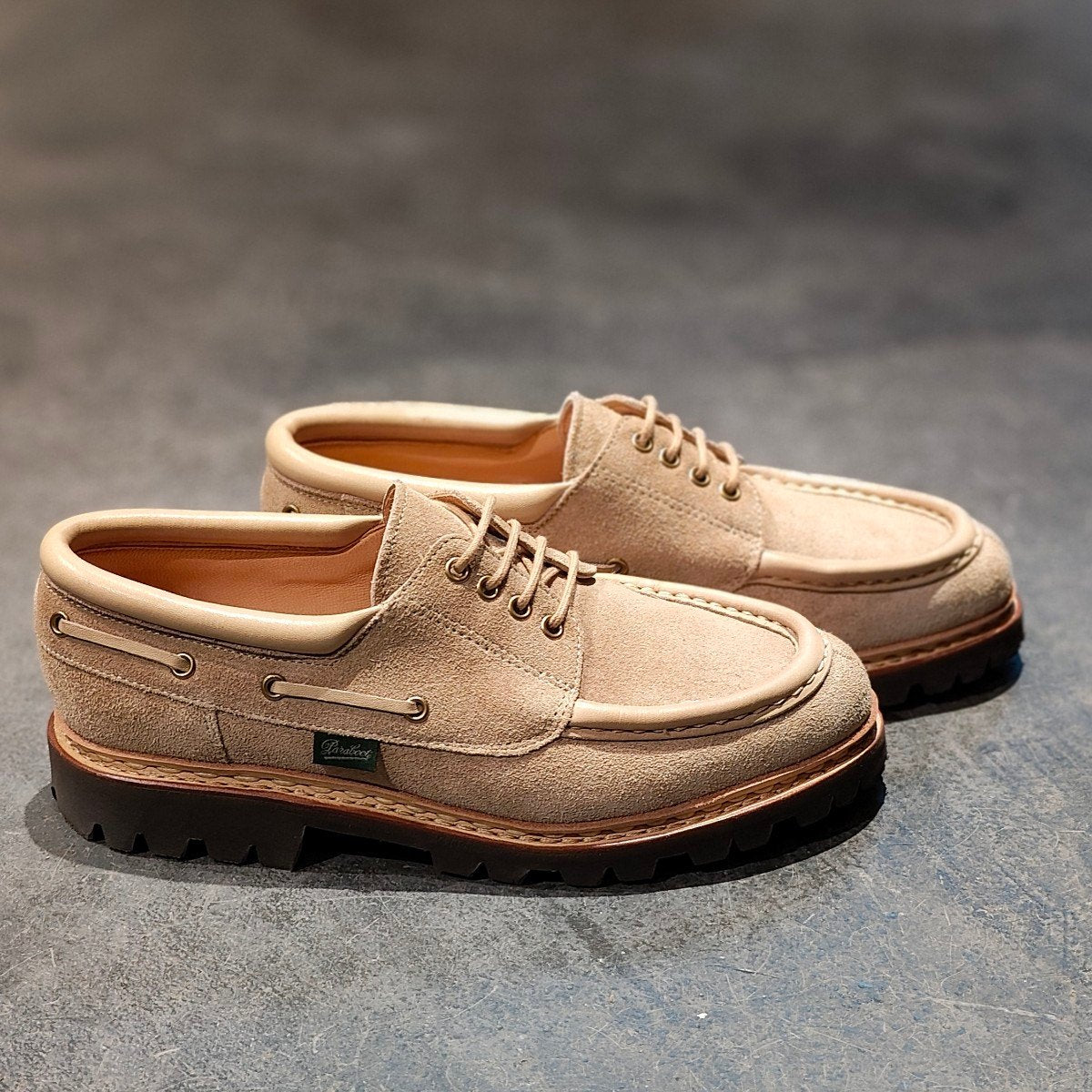 使用数回【Paraboot】パラブーツ シメイ Uチップ スエード ベージュ サイズ UK6.5 参考定価¥96,800-