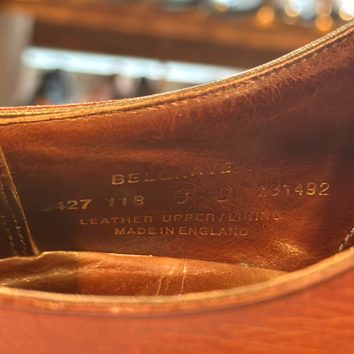 極美品【CROCKETT&JONES】クロケット&ジョーンズ ベルグレイプ パンチドキャップトゥ カーフ ブラウン サイズUK6D 337ラスト