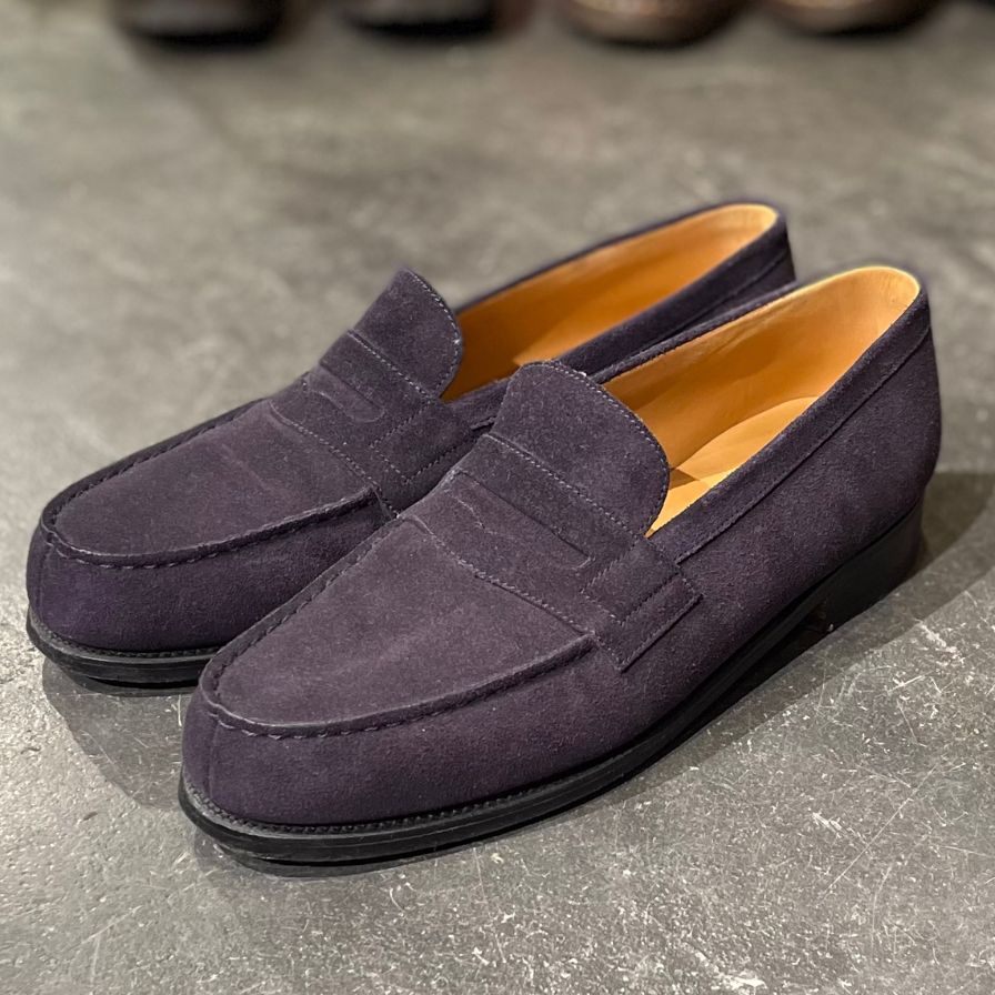 極美品【J.M.WESTON】ジェイエムウエストン 180 シグニチャーローファー スエード ネイビー サイズ UK7C 41ラスト 参考定価¥151,800-