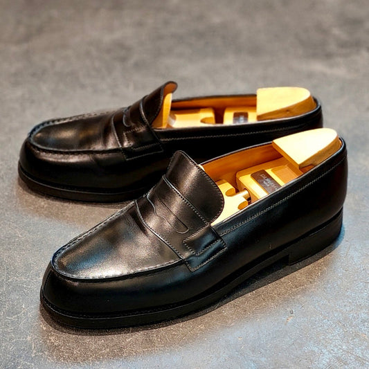 使用数回 【J.M.WESTON】ジェイエムウエストン 180 シグニチャーローファー ボックスカーフ ブラック サイズ UK6.5D 41ラスト 参考定価¥156,200-