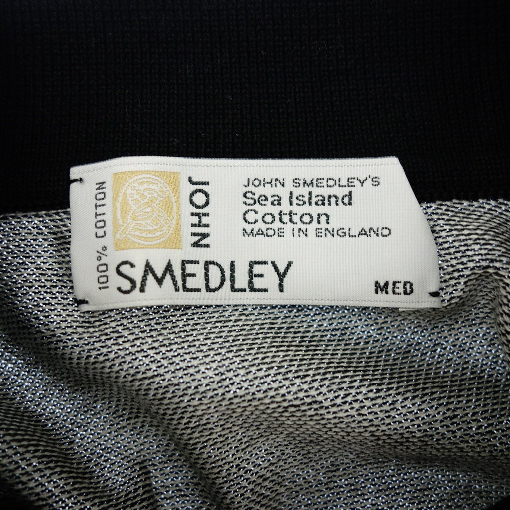 【JOHN SMEDLEY】ジョンスメドレー 90年代 シーアイランドコットン クレリックニットポロ デッドストック ブラック×エクリュ サイズ M DEADSTOCK