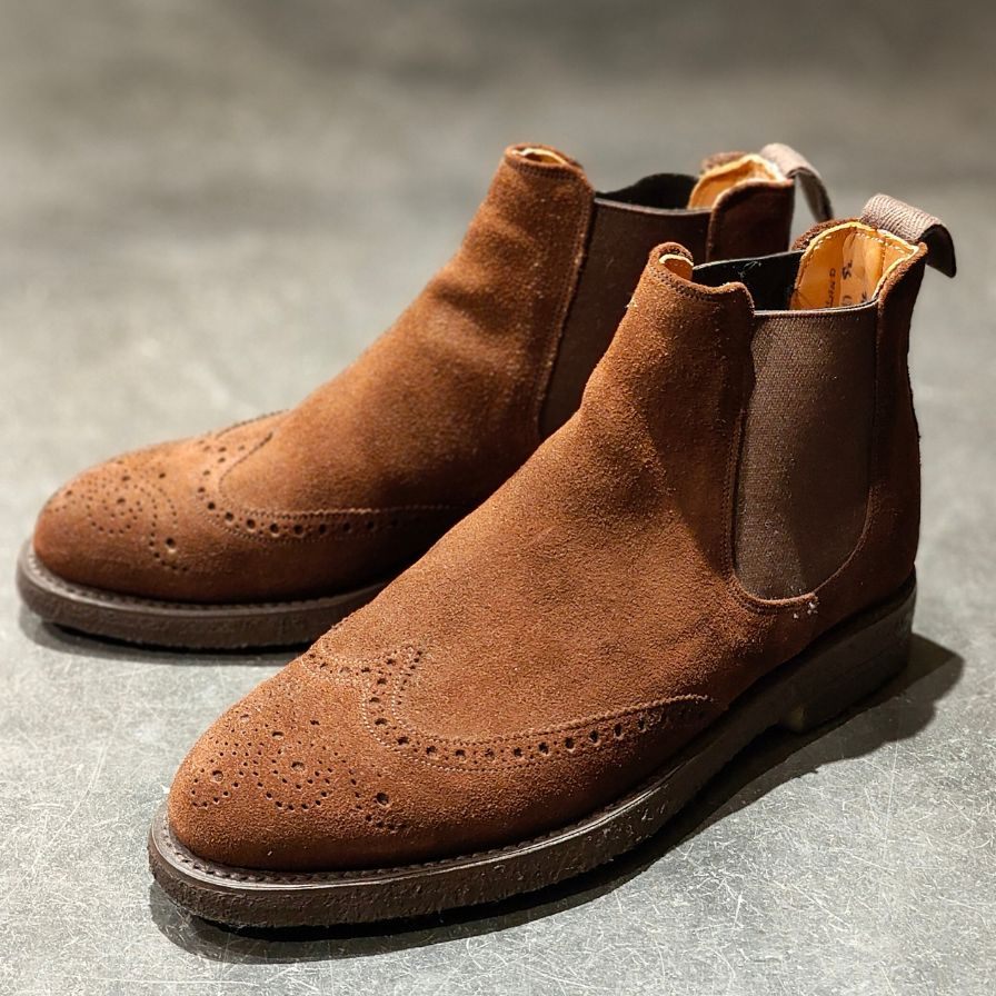 使用数回 【JOSEPH CHEANEY】ジョセフチーニー リージェント サイドゴアブーツ スエード ブラウン サイズUK5.5 参考定価¥97,900-