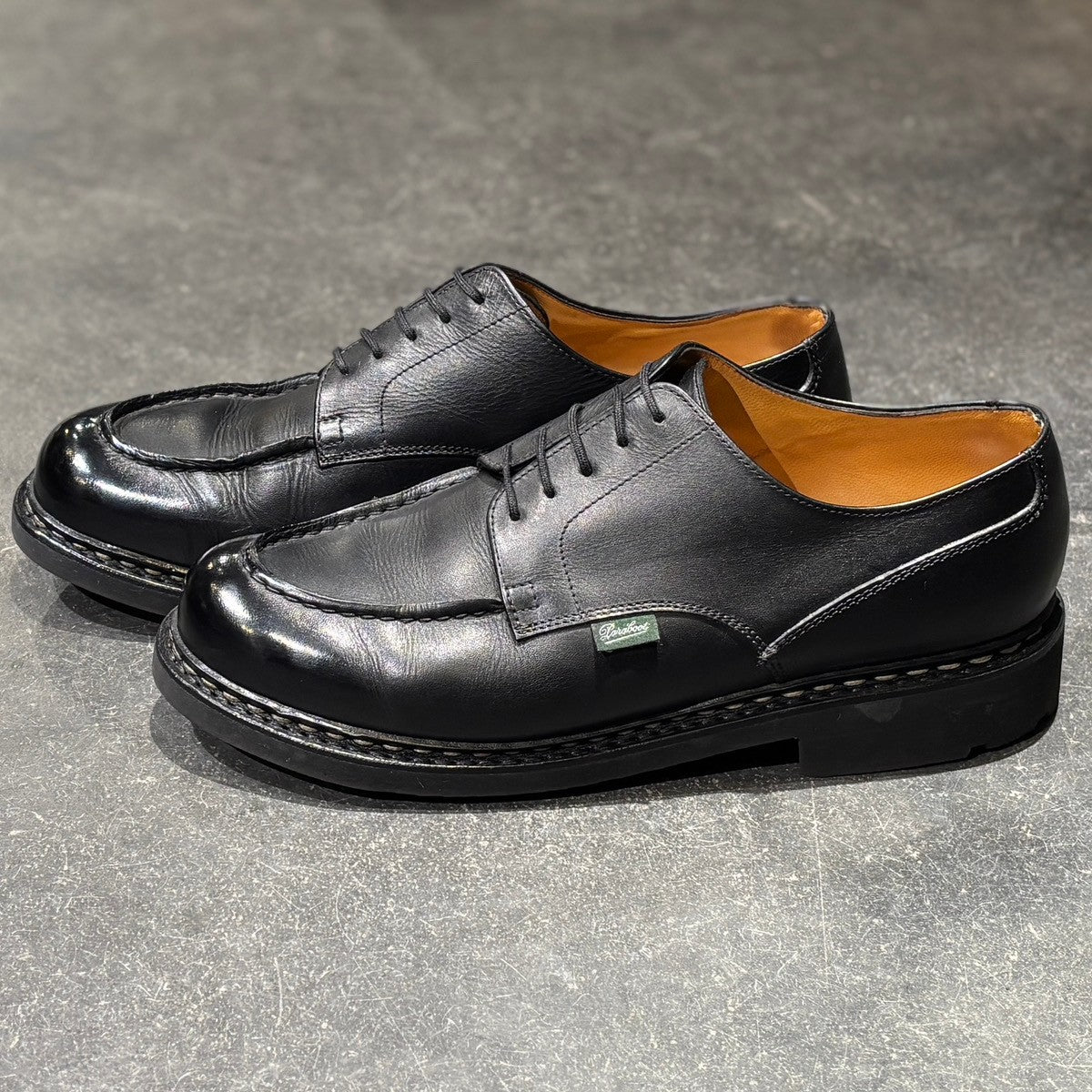 【Paraboot】パラブーツ レザーシューズ シャンボード Uチップ リスレザー ブラック サイズUK9.5 参考定価¥99,000-