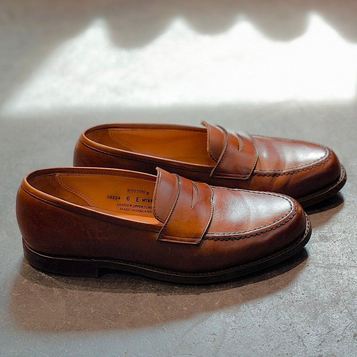 美品【Crockett&Jones】クロケット&ジョーンズ ボストン2 ローファー ウォータープルーフカーフ ダークブラウン サイズUK6E 376ラスト 参考定価¥121,000-