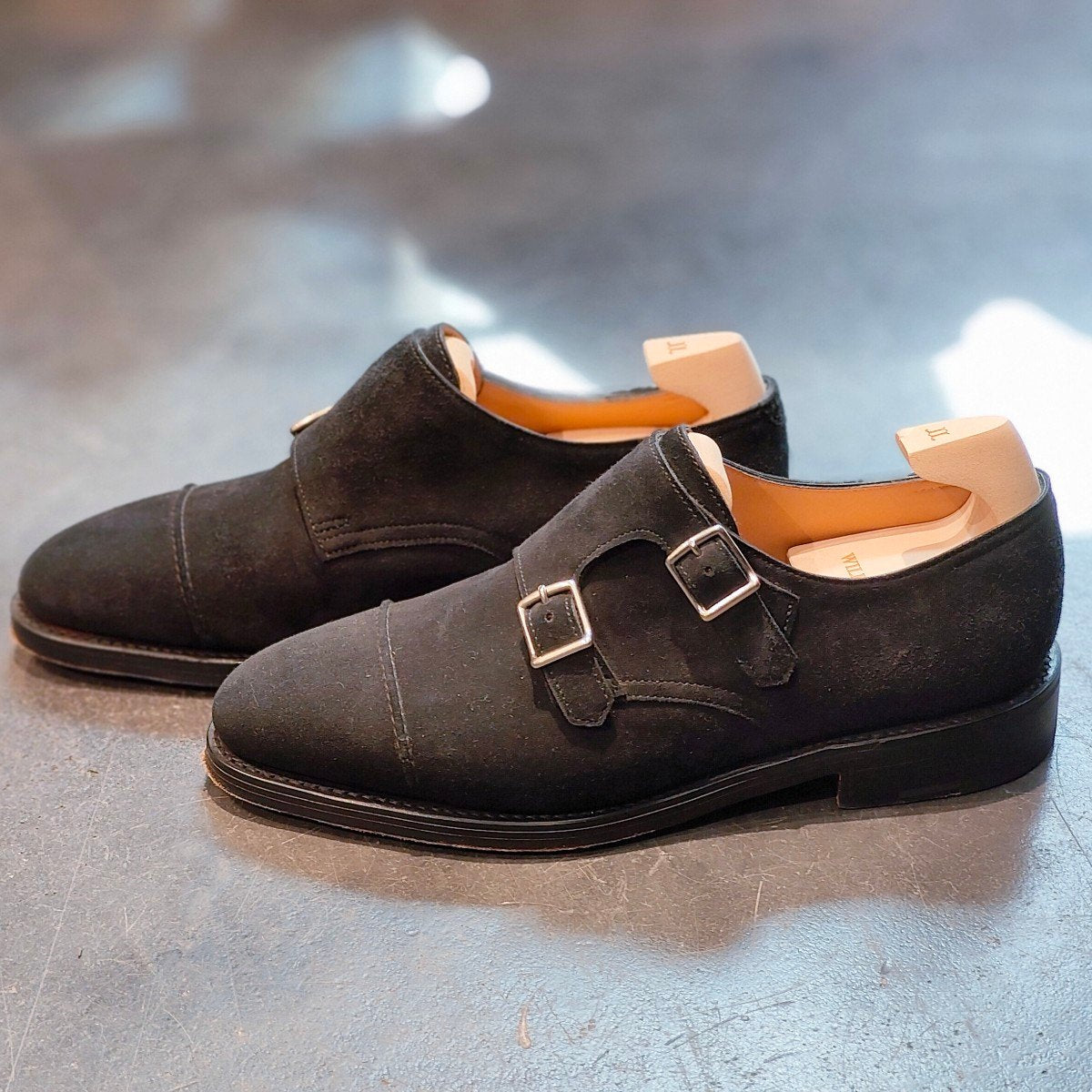 使用数回 【JOHN LOBB】ジョンロブ ウィリアム ダブルモンク スエード サイズ UK5.5E 9795ラスト 定価¥237,600-