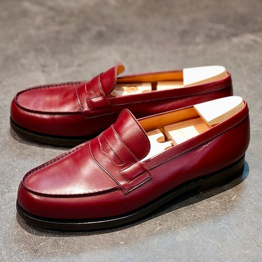 使用数回【J.M.WESTON】ジェイエムウエストン 180 シグニチャーローファー ボックスカーフ トゥカンバーガンディ サイズ U7.5D 41ラスト 参考定価¥156,200-