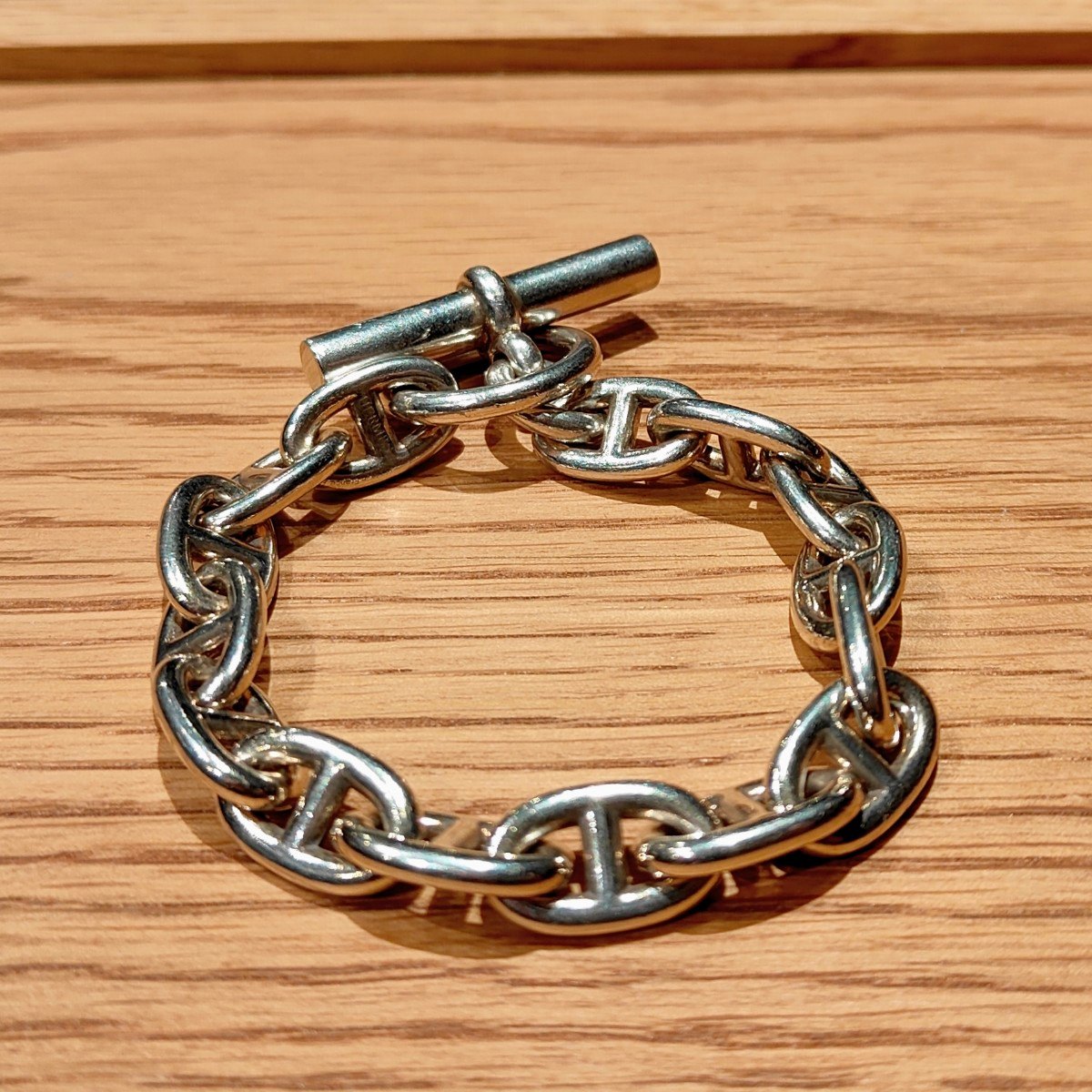【HERMES Accessory】エルメス シェーヌダンクル ブレスレット MM 15コマ シルバー
