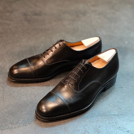 使用数回 【J.M.WESTON】ジェイエムウエストン 300 ストレートチップ カーフ ブラック 7.5C 定価¥165,000-