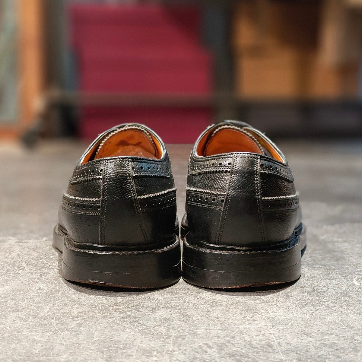 希少 【FLORSHEIM】フローシャイム ケンムール 筆記体ロゴ 緑枠 ウイングチップ グレインレザー ブラック サイズ US9