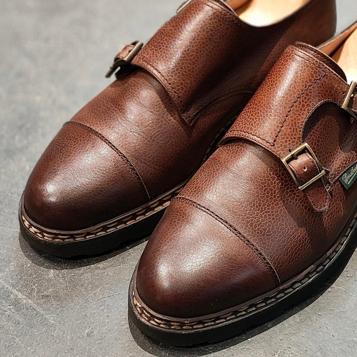 美品 【Paraboot】パラブーツ ウィリアム ダブルモンク グレインレザー ダークブラウン サイズ UK7 参考定価¥101,200-