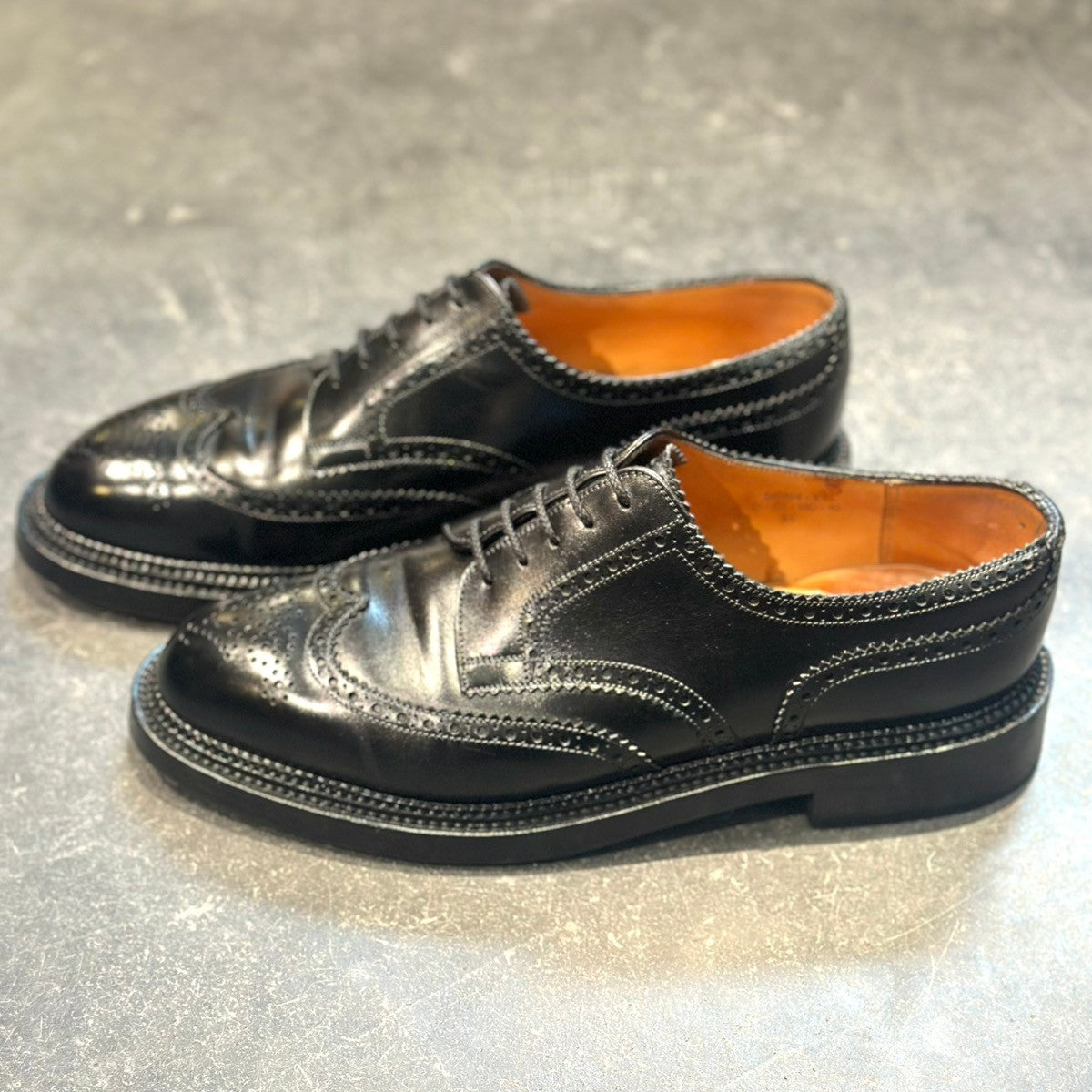 極美品【J.M.WESTON】ジェイエムウエストン ウイングチップ 590 トリプルソールダービー カーフ ブラック サイズ8C 22ラスト