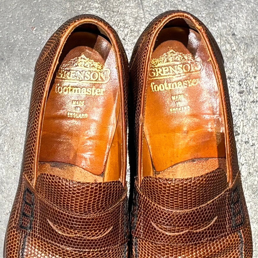 【GRENSON】グレンソン コインローファー 6147/12 70~80年代 リザード ブラウン サイズ UK8.5E