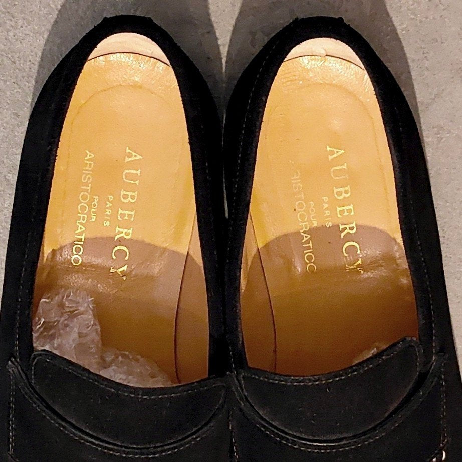 美品【AUBERCY】オーベルシー ローファー スエード ブラック サイズUK6.5