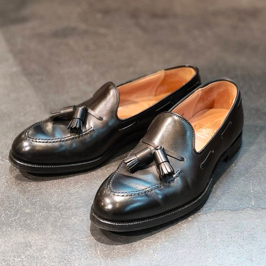 使用数回【CROCKETT&JONES】クロケット&ジョーンズ  キャベンディッシュ3 タッセルローファー カーフ ブラック サイズUK6.5E 375ラスト 定価¥126,500-