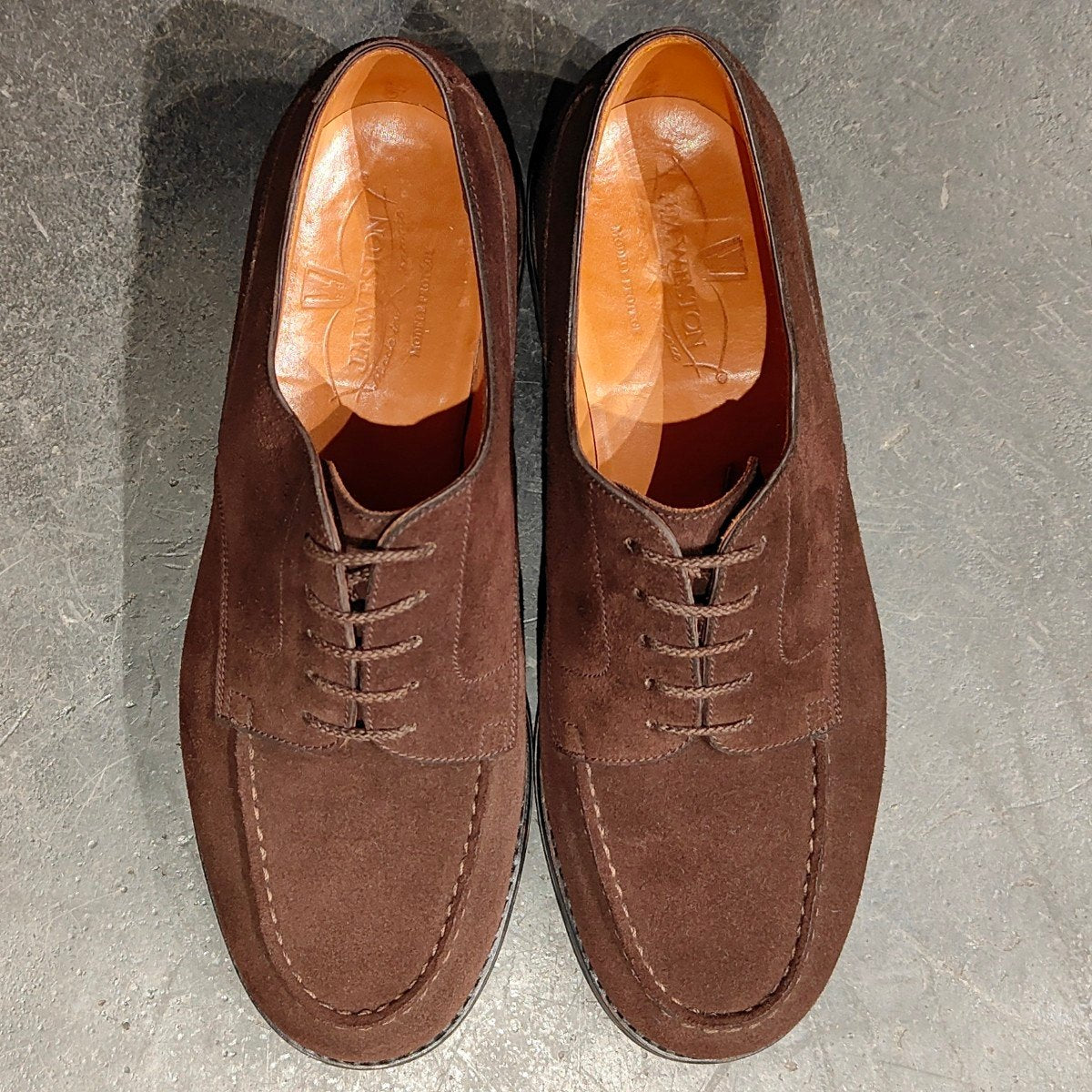 希少 使用数回【J.M.WESTON】ジェイエムウエストン 旧旧ロゴ 641 ゴルフ Uチップ スエード ブラウン サイズ UK6D 31ラスト 定価¥168,300-