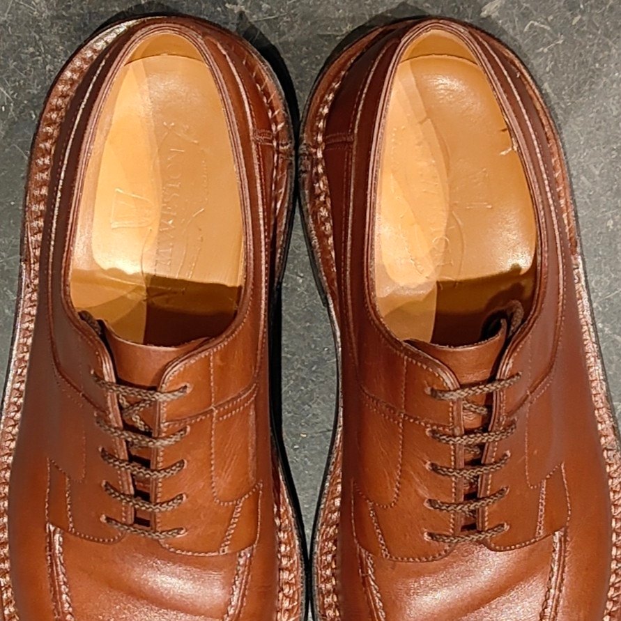 極美品-【J.M.WESTON】ジェイエムウエストン 677 ハントダービー Uチップ ロシアンカーフ タンブラウン サイズ UK6.5D 32ラスト 参考定価¥473,000-