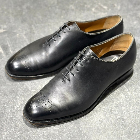 美品【EDWARD GREEN】エドワードグリーン ニューバリー ホールカット カーフ ブラック サイズUK7E  ラスト606