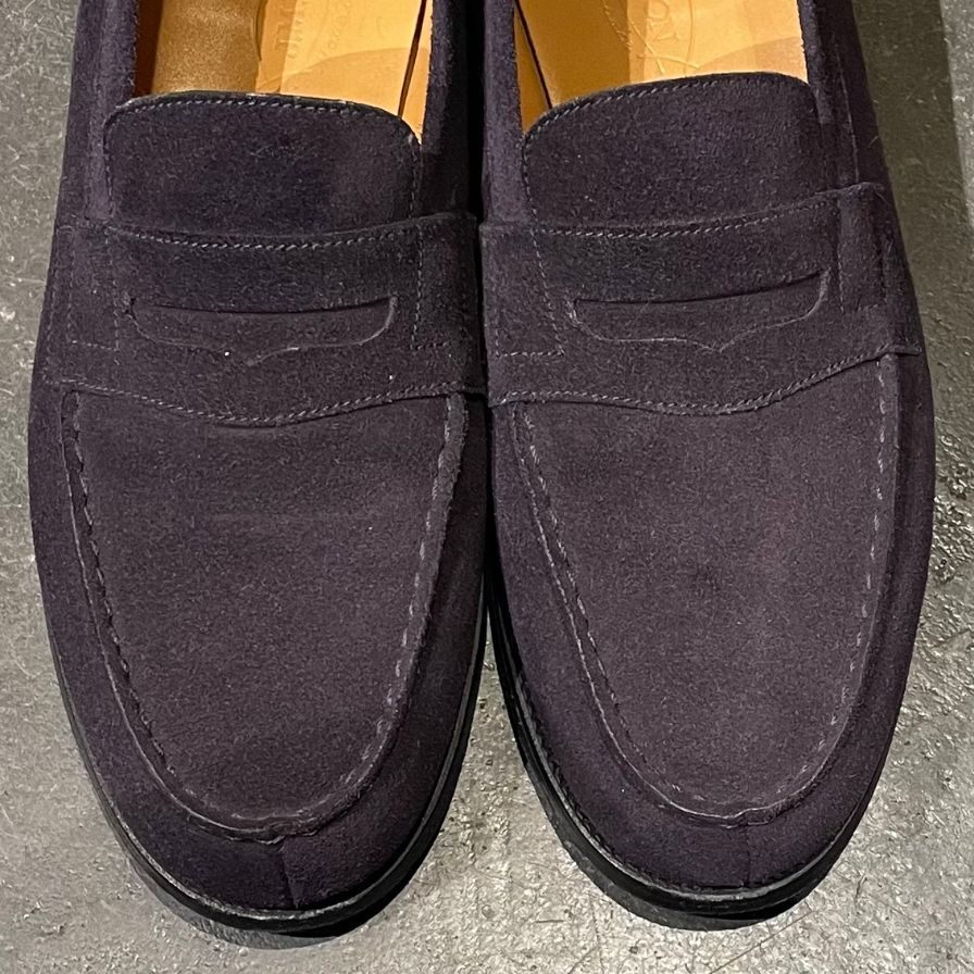 極美品【J.M.WESTON】ジェイエムウエストン 180 シグニチャーローファー スエード ネイビー サイズ UK7C 41ラスト 参考定価¥151,800-