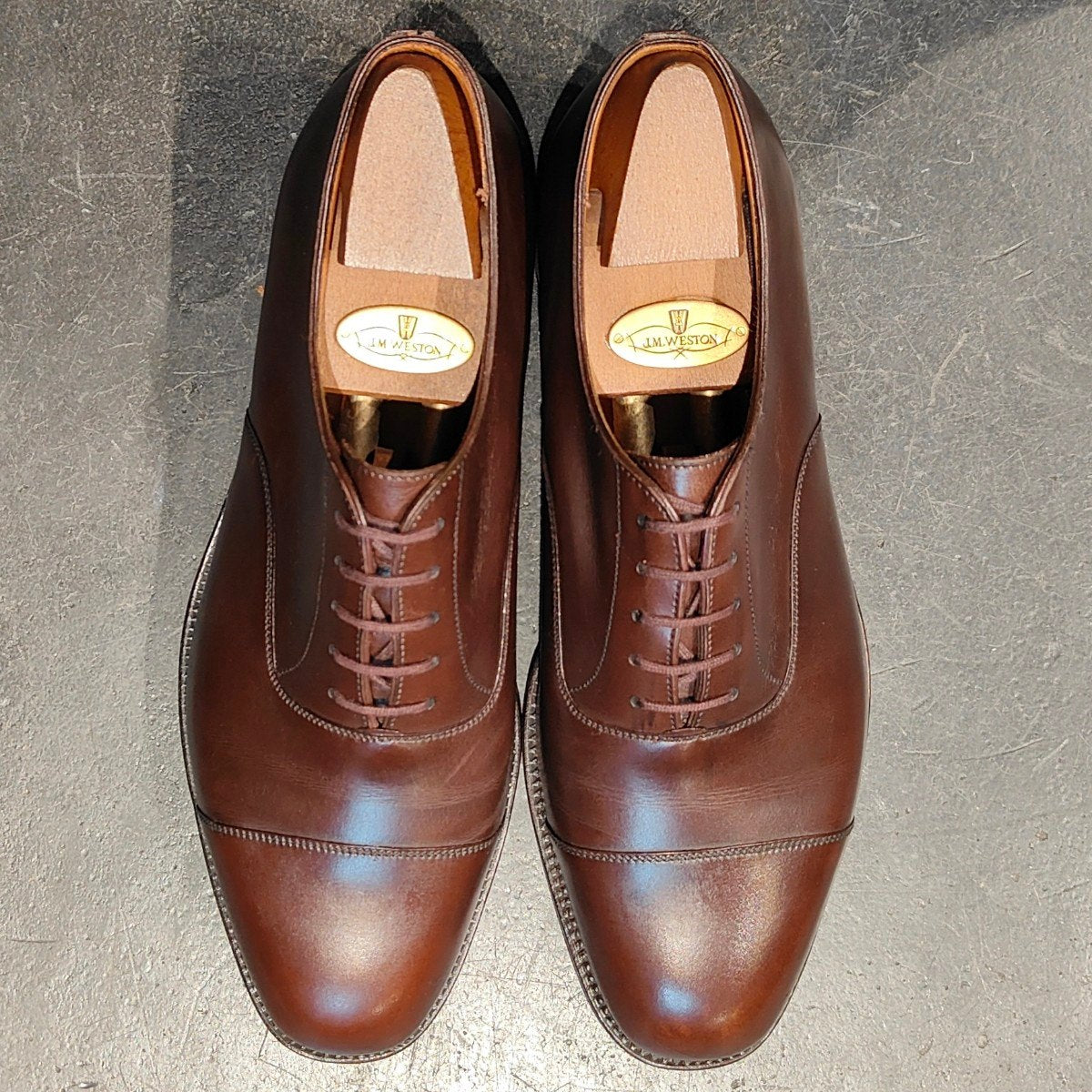 希少 極美品【J.M.WESTON】ジェイエムウエストン 300  旧旧ロゴ ストレートチップ カーフ ブラウン UK6E 11ラスト 参考定価¥165,000-