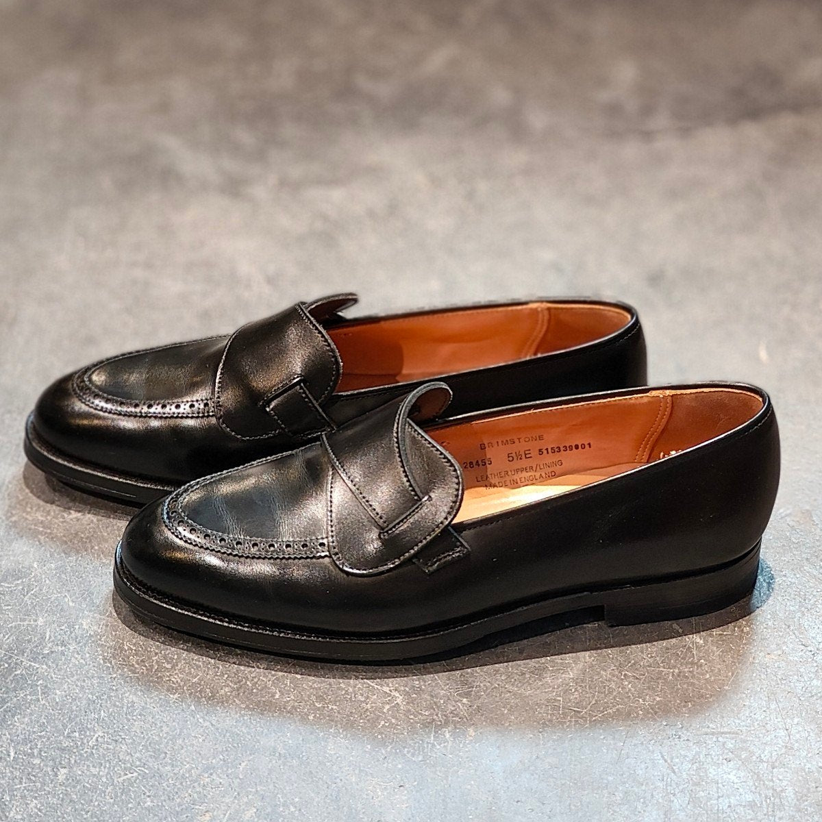 試着程度【CROCKETT&JONES】クロケット&ジョーンズ BEAMSF別注 ブリムストーン バタフライローファー カーフ ブラック サイズUK5.5E 302ラスト 参考定価¥137,500-