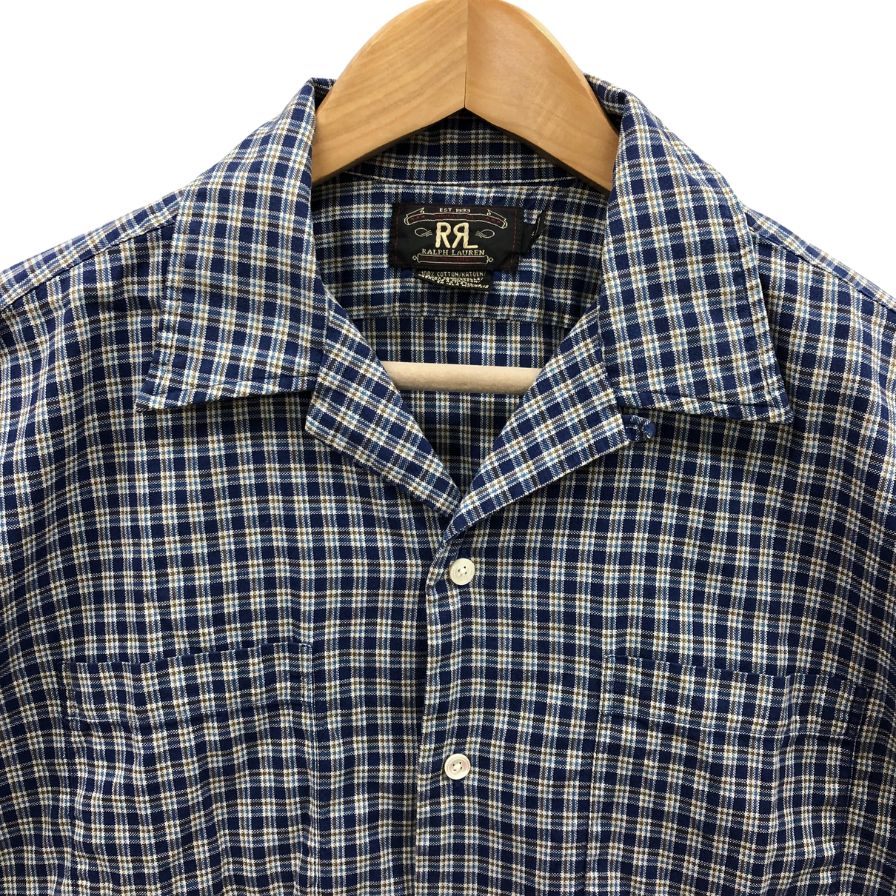【RRL Ralph Lauren】ダブルアールエル オープンカラーシャツ サイズL ブルー