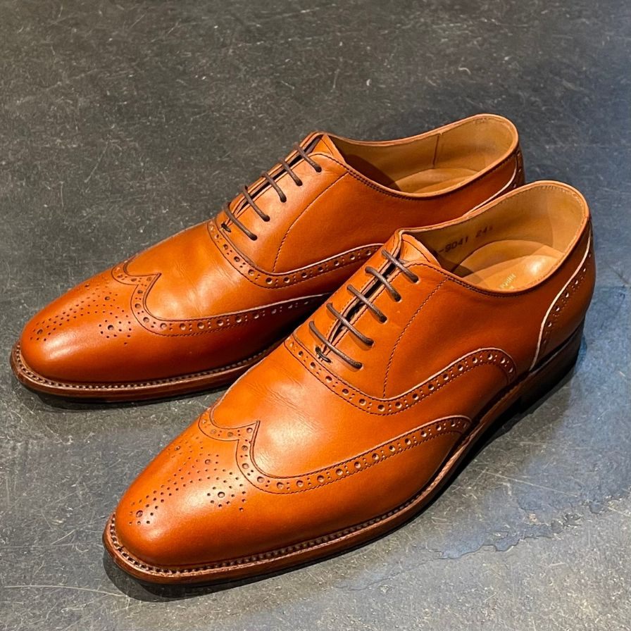 【SCOTCH GRAIN】スコッチグレイン HA9041 フルブローグ ブラウン サイズ 24.5 ※シューツリー左右種類違い