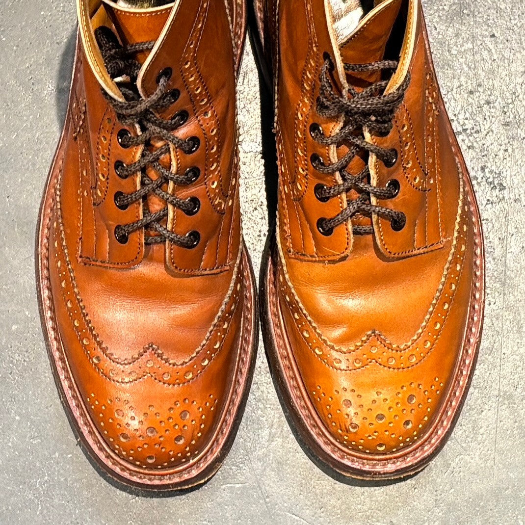 【Tricker's】トリッカーズ モールトン M2508 カントリーブーツ ウイングチップ カーフ ブラウン サイズ UK8