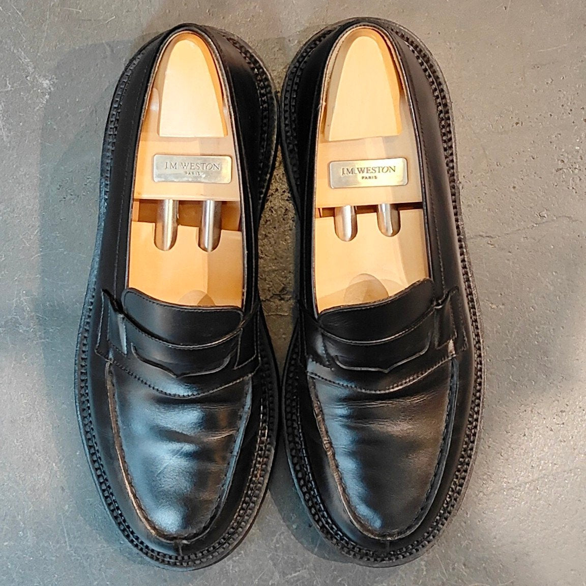 【J.M.WESTON】ジェイエムウエストン 385 トリプルソール ローファー ボックスカーフ ブラック サイズ UK6.5C 41ラスト 定価¥181,500-