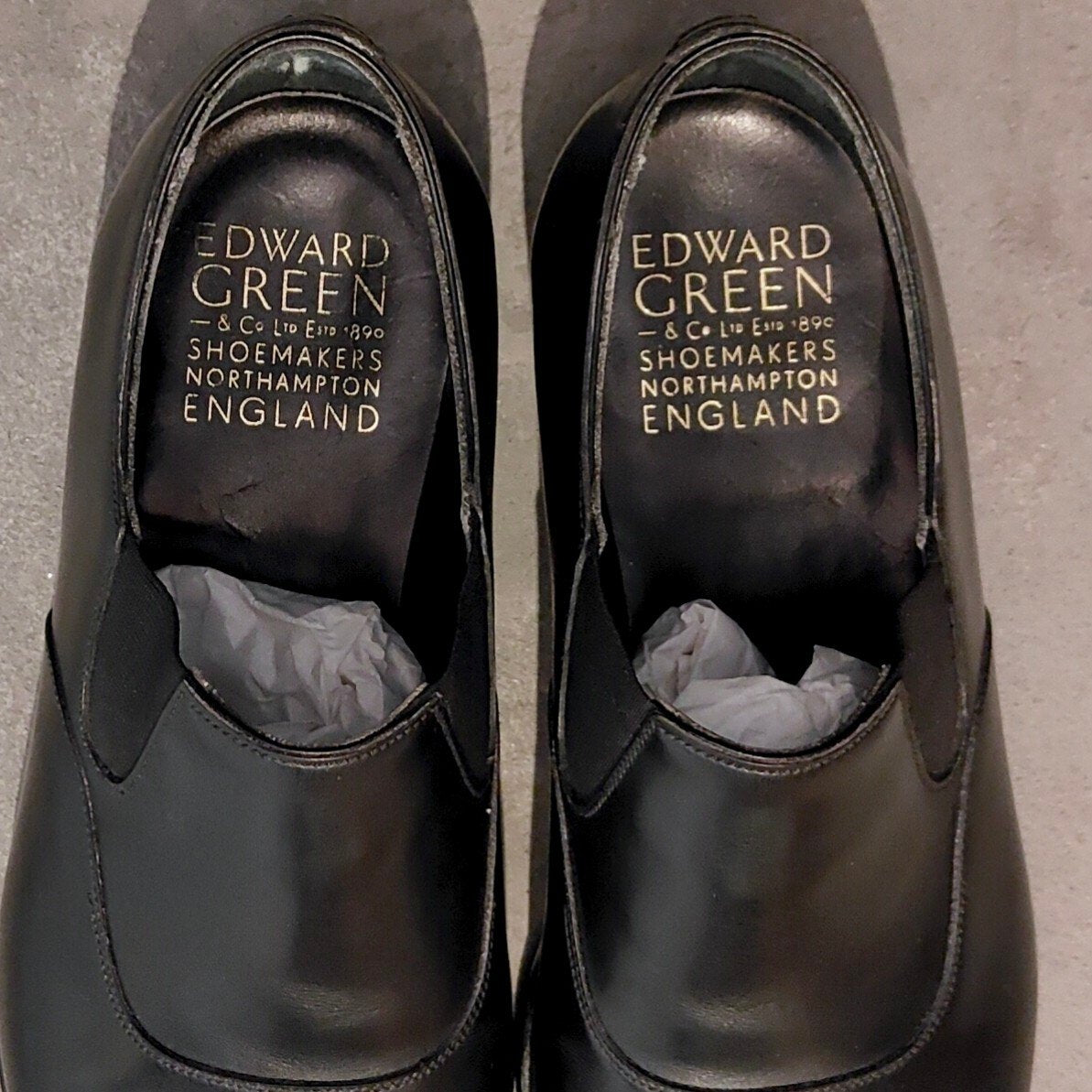 極美品【EDWARD GREEN】エドワードグリーン フィッツウィリアム サイドエラスティック カーフ ブラック サイズUK7.5D 915ラスト