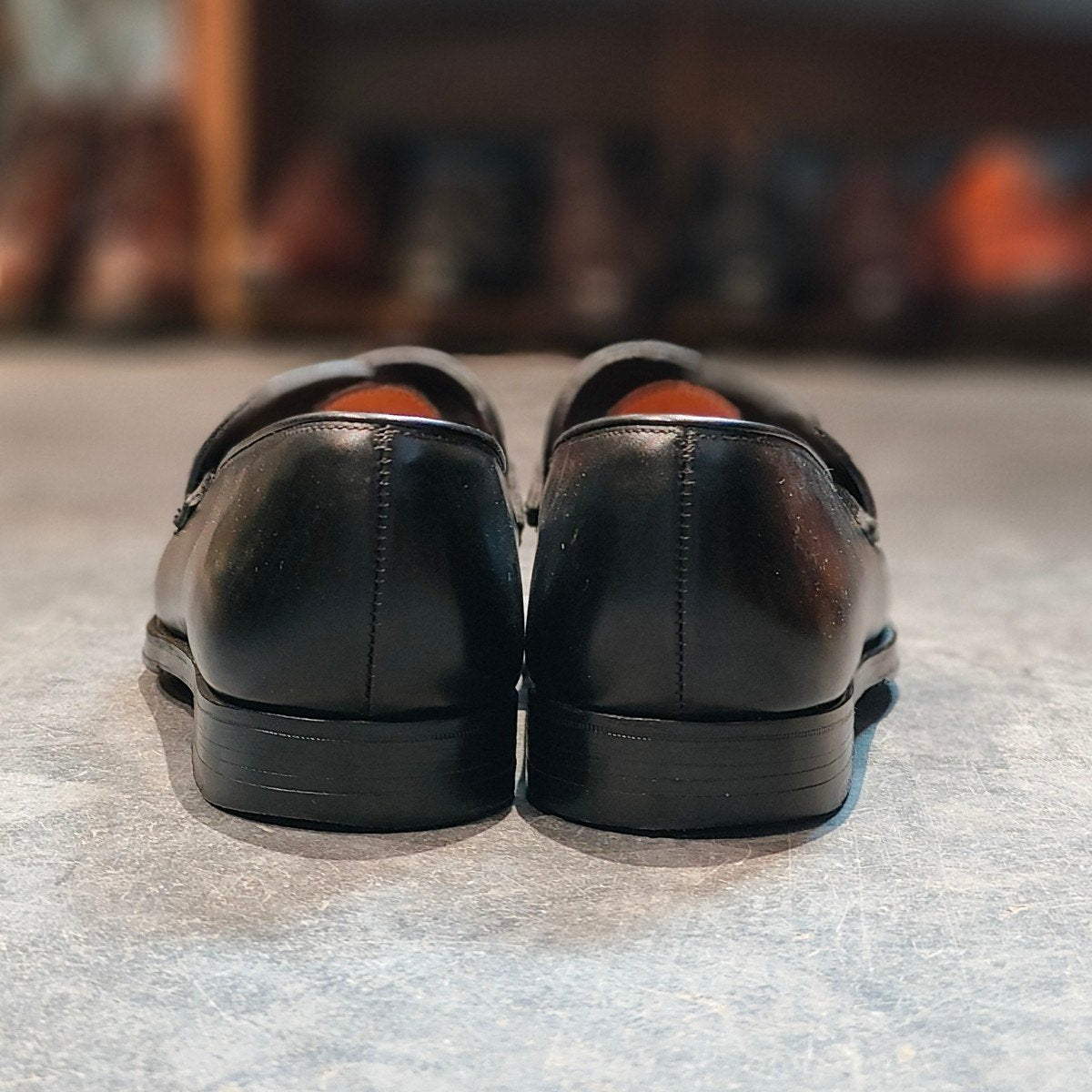 試着程度【CROCKETT&JONES】クロケット&ジョーンズ BEAMSF別注 ブリムストーン バタフライローファー カーフ ブラック サイズUK5.5E 302ラスト 参考定価¥137,500-