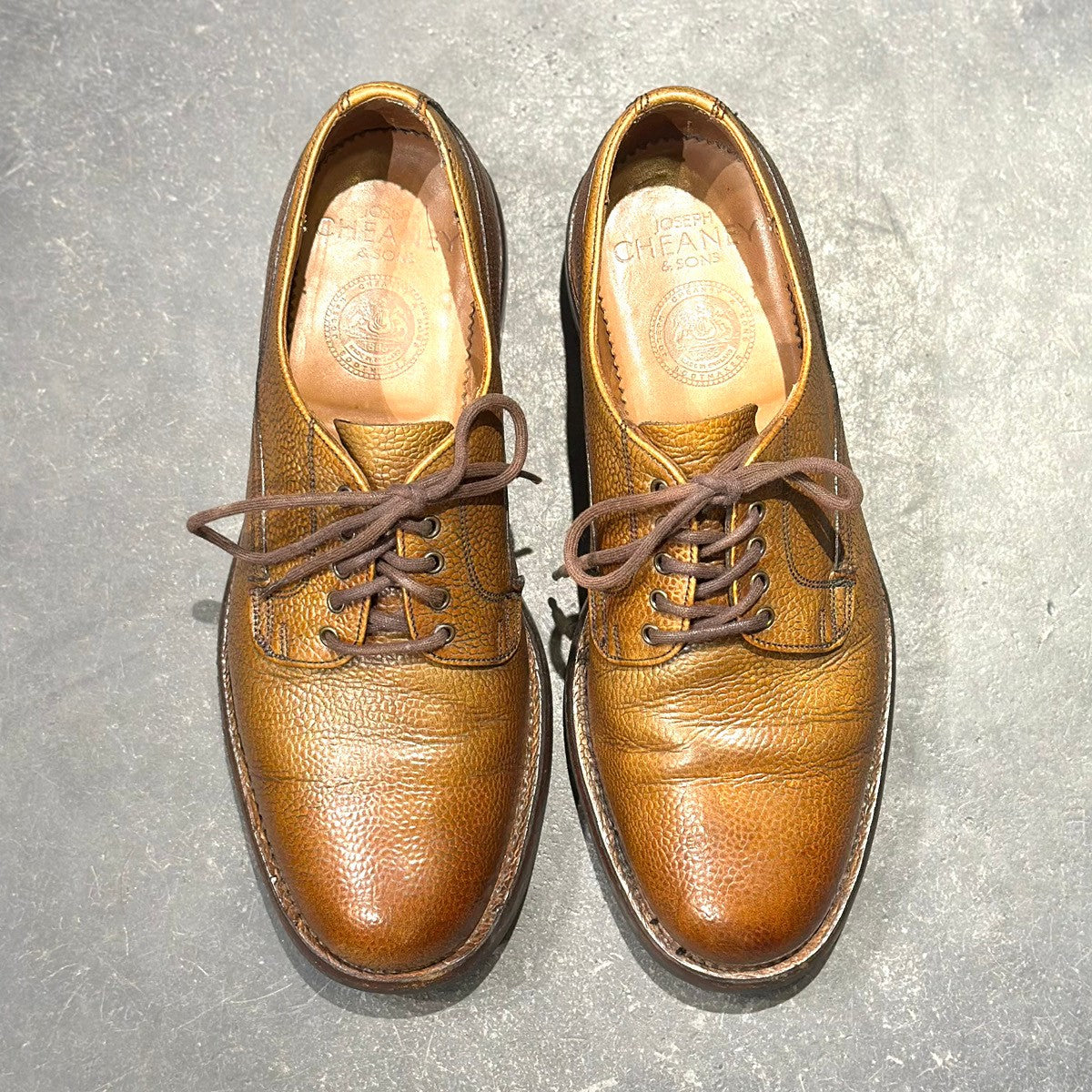 美品【JOSEPH CHEANEY】ジョセフチーニー ストアシー プレーントゥ グレインレザー ブラウン サイズUK6.5