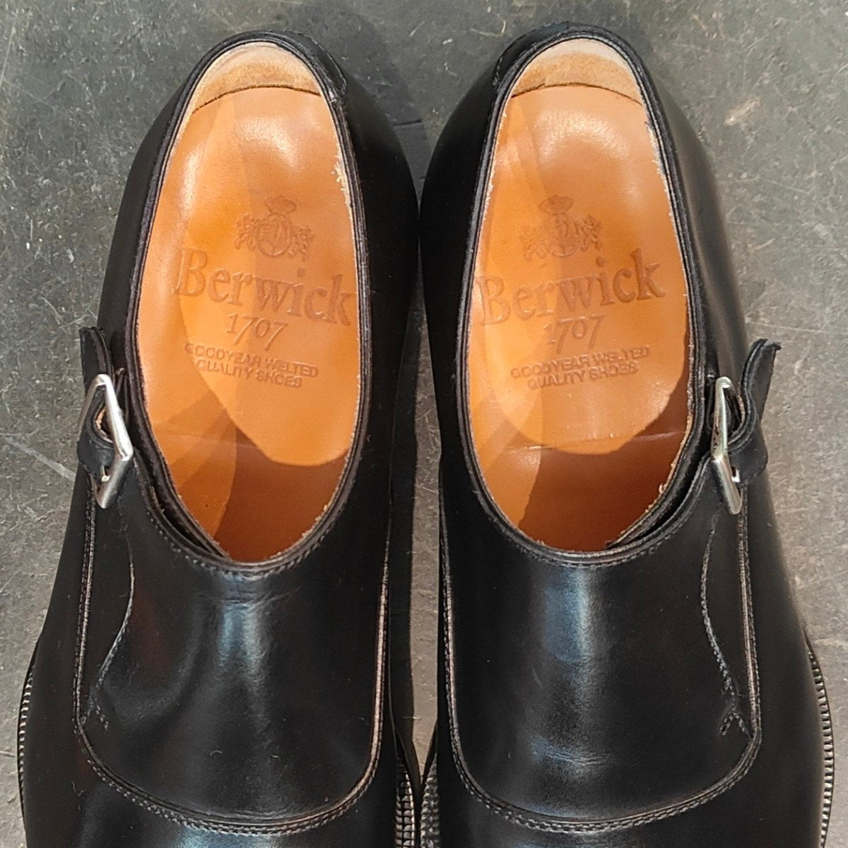 使用数回 【Berwick】バーウィック 5292 シングルモンク ブラック サイズUK5.5 参考定価¥39,600-