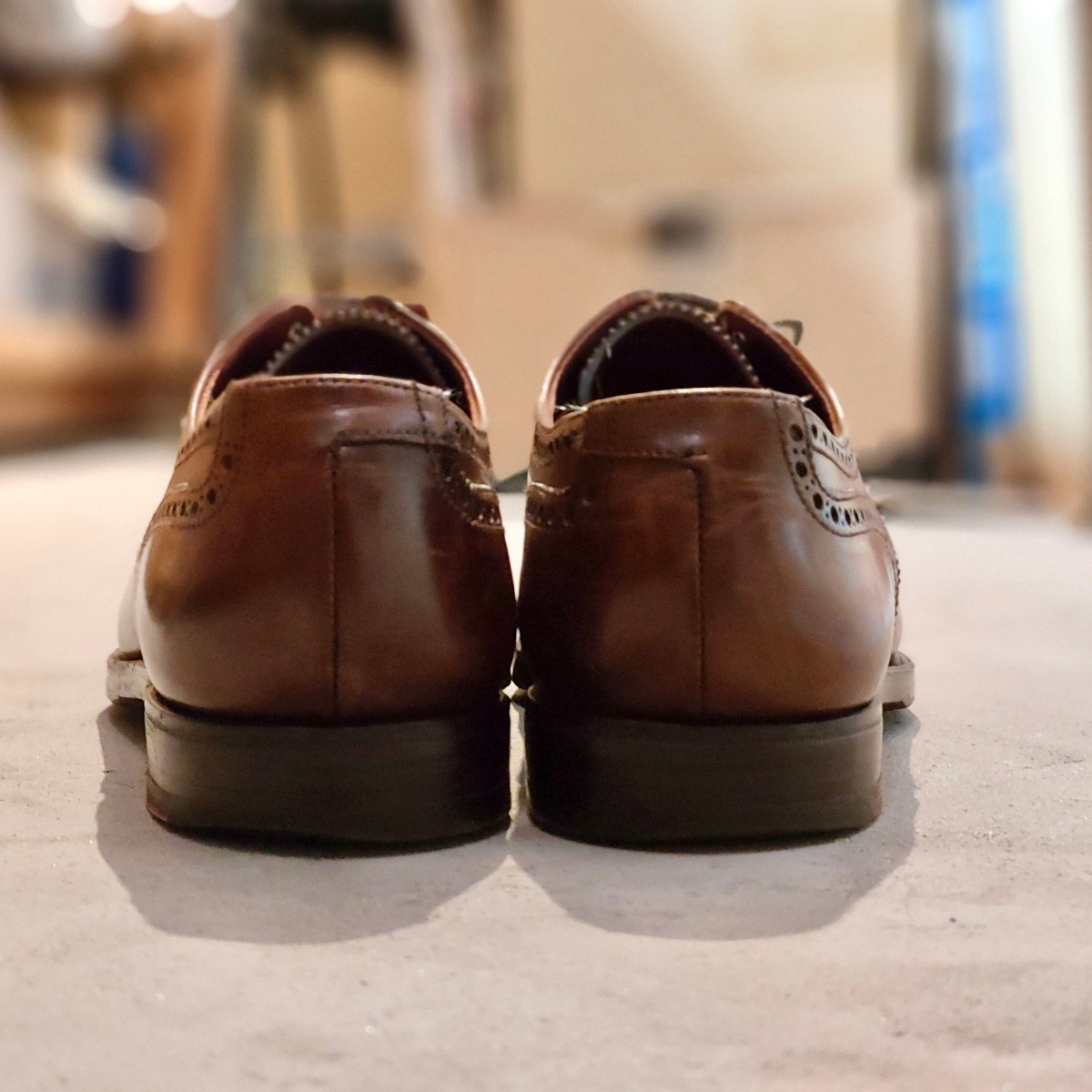美品【CROCKETT&JONES】クロケット&ジョーンズ コベントリー セミブローグ バーニッシュカーフ ブラウン サイズUk6E 341ラスト