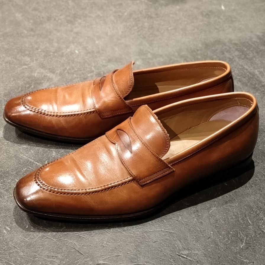 極美品【STEFANO BRANCHINI】ステファノ ブランキーニ ローファー アンティーク加工 ブラウン系 サイズUK6.5