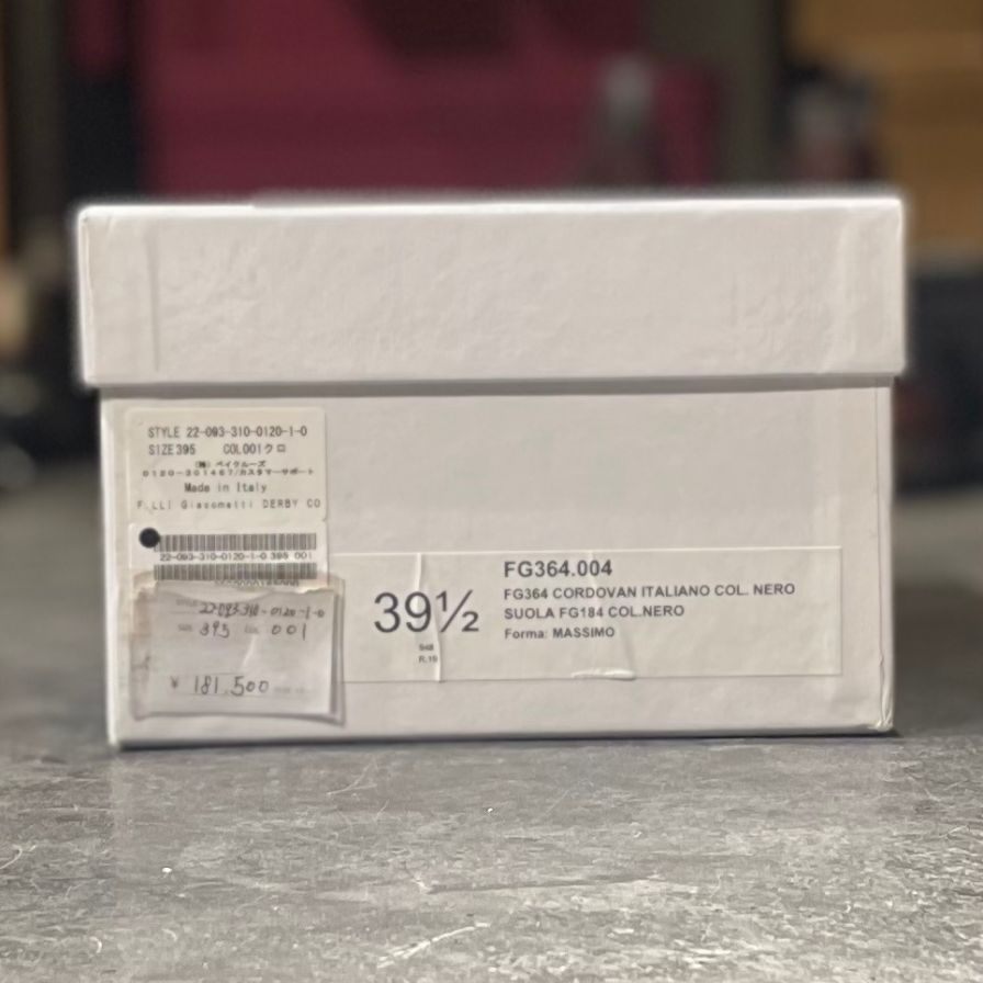 極美品 【F.lli Giacometti】フラテッリ ジャコメッティ FG364 プレーントゥ コードバン ブラック サイズ39.5 参考定価¥187,000-