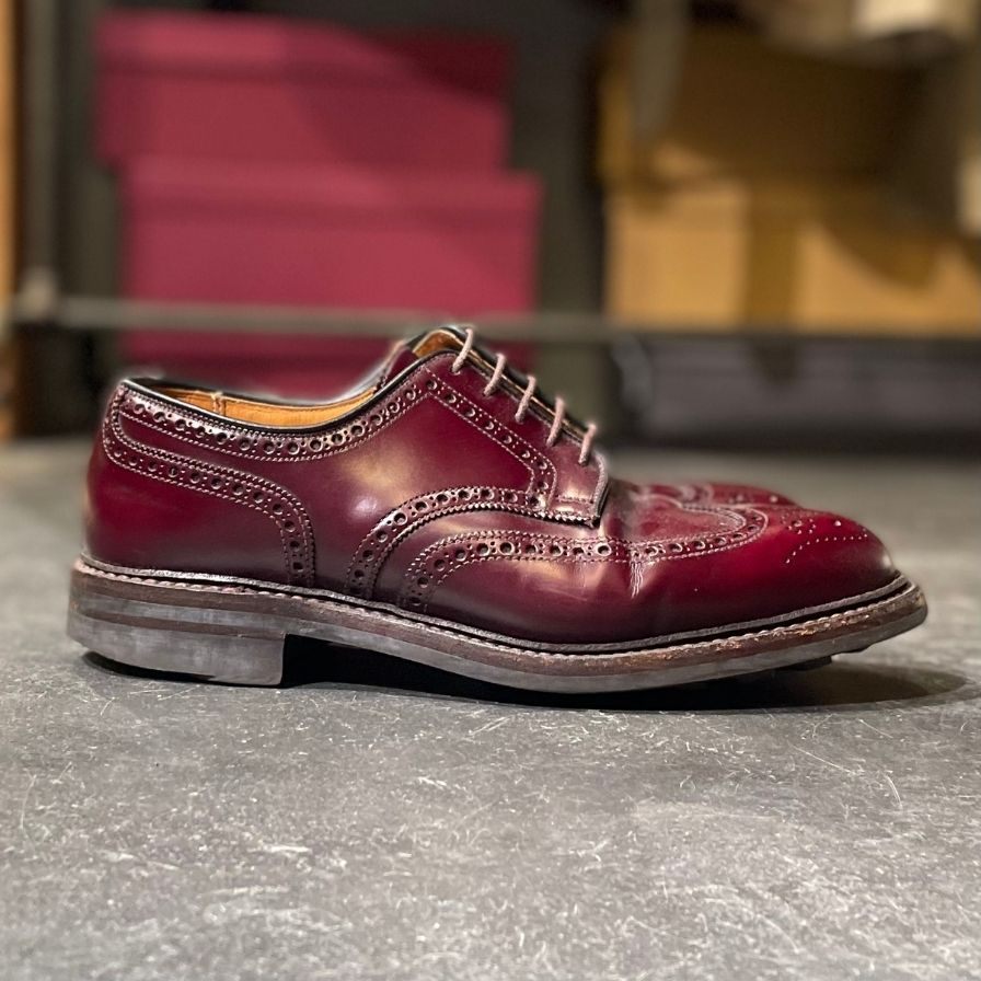 【CROCKETT&JONES】クロケット&ジョーンズ ペンブローク フルブローグ ガラスレザー バーガンディ サイズ UK6E