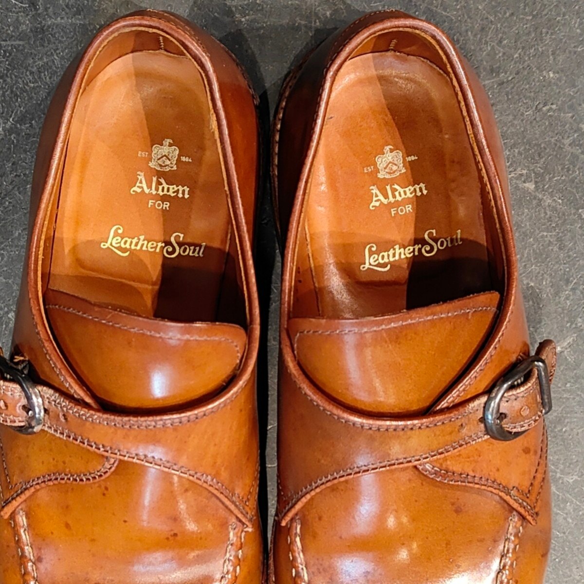 希少 【ALDEN】オールデン レザーソウル別注 1124 NST シングルモンク コードバン ウイスキー サイズUS9.5D アバディーンラスト