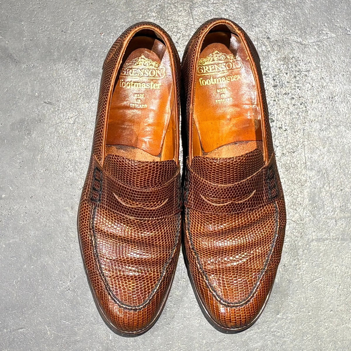 【GRENSON】グレンソン コインローファー 6147/12 70~80年代 リザード ブラウン サイズ UK8.5E
