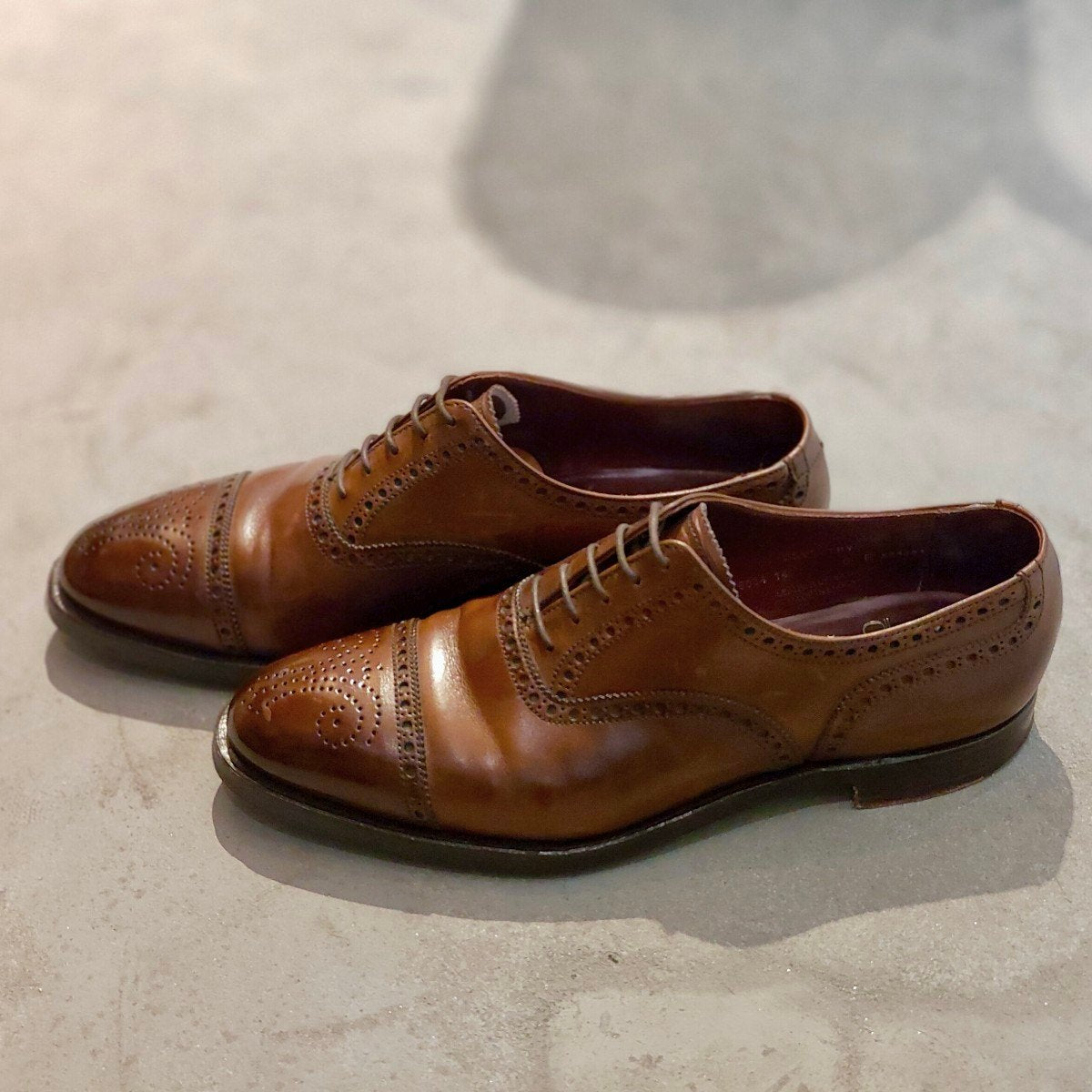 美品【CROCKETT&JONES】クロケット&ジョーンズ コベントリー セミブローグ バーニッシュカーフ ブラウン サイズUk6E 341ラスト